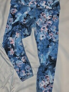 Floral Blue-Pink Print Exercise Work Out Pants